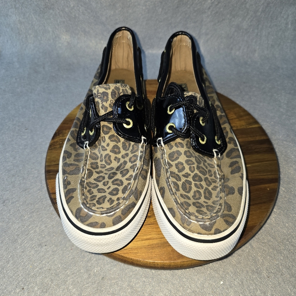Sperry Topsider Woman’s Leopard Animal Print Boat Shoes With Patent  6.5 Love - Picture 8 of 10